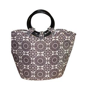 Sisters Insulated Lunch Tote Bag With Geometric Pattern & Black Handles